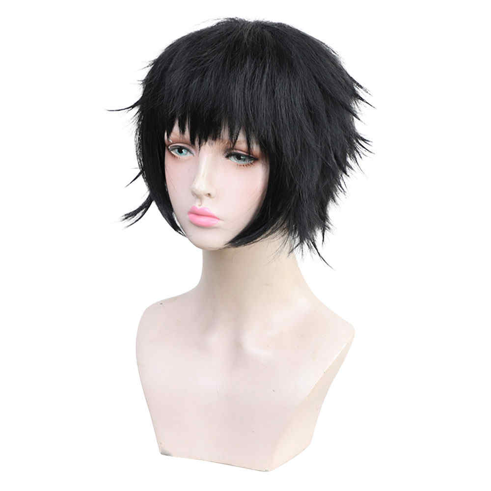 Anime Demon Slayer: Kimetsu No Yaiba Kaigaku Halloween Cosplay Costume WIG Black Short Hair