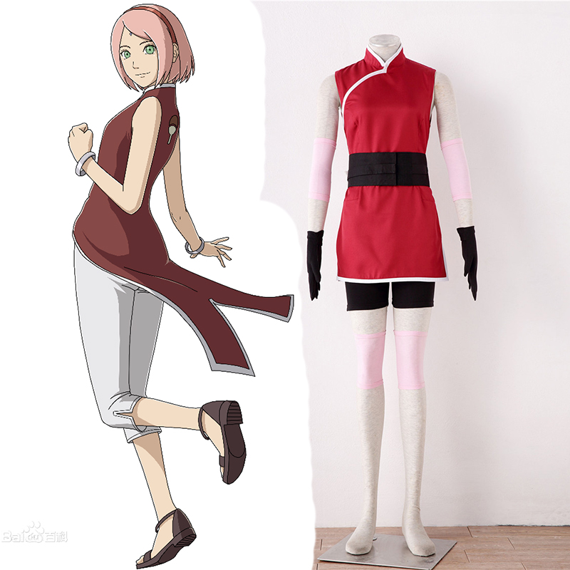 Anime Naruto Haruno Sakura Vestido Cosplay para niños adultos