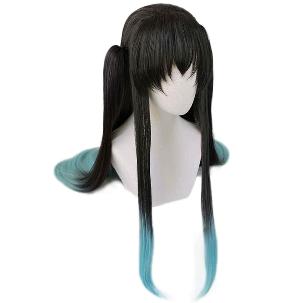 Demon Slayer Kimetsu No Yaiba Mist Hashira Muichiro TokitoBlack Blue Long Long Cosplay Wig Kizuki Synthetic Hair