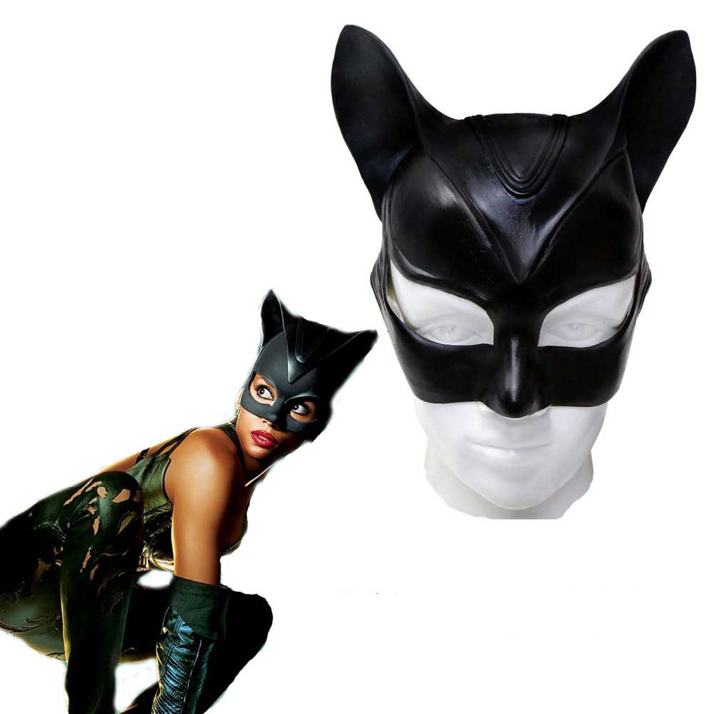 látex DC Catwoman La mitad de la mascarilla del superhéroe Batman Selina Kyle mascarada cosplay Atrezzo