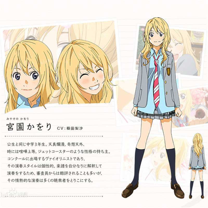 kimi no uso su mentira en el vestido uniforme de abril kaori miyazono cosplay traje