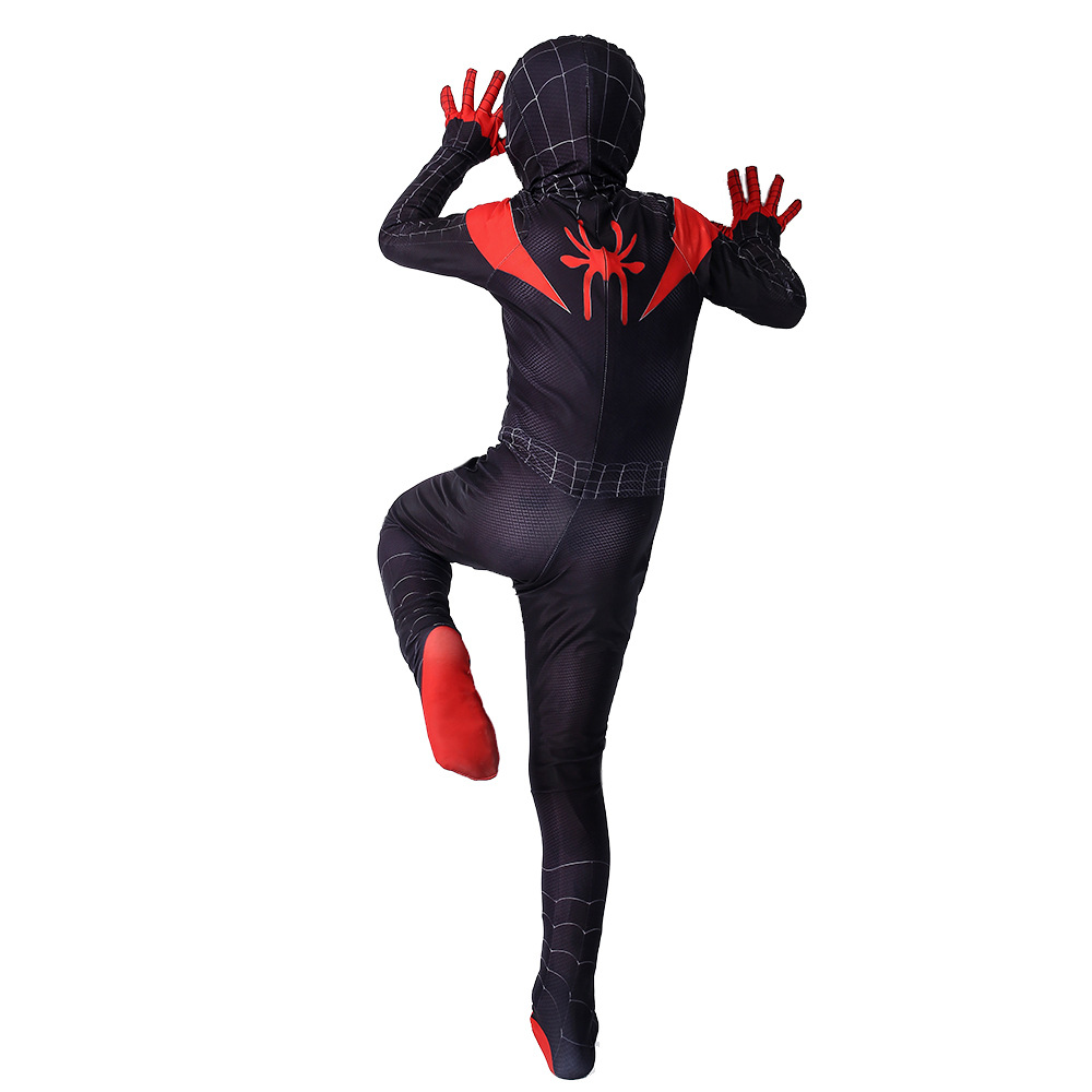 Disfraz de cosplay de Spider-Man en el verso araña con máscaras extraíbles