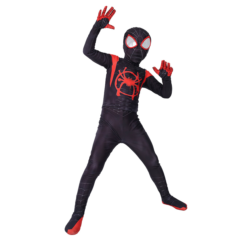 Disfraz de cosplay de Spider-Man en el verso araña con máscaras extraíbles