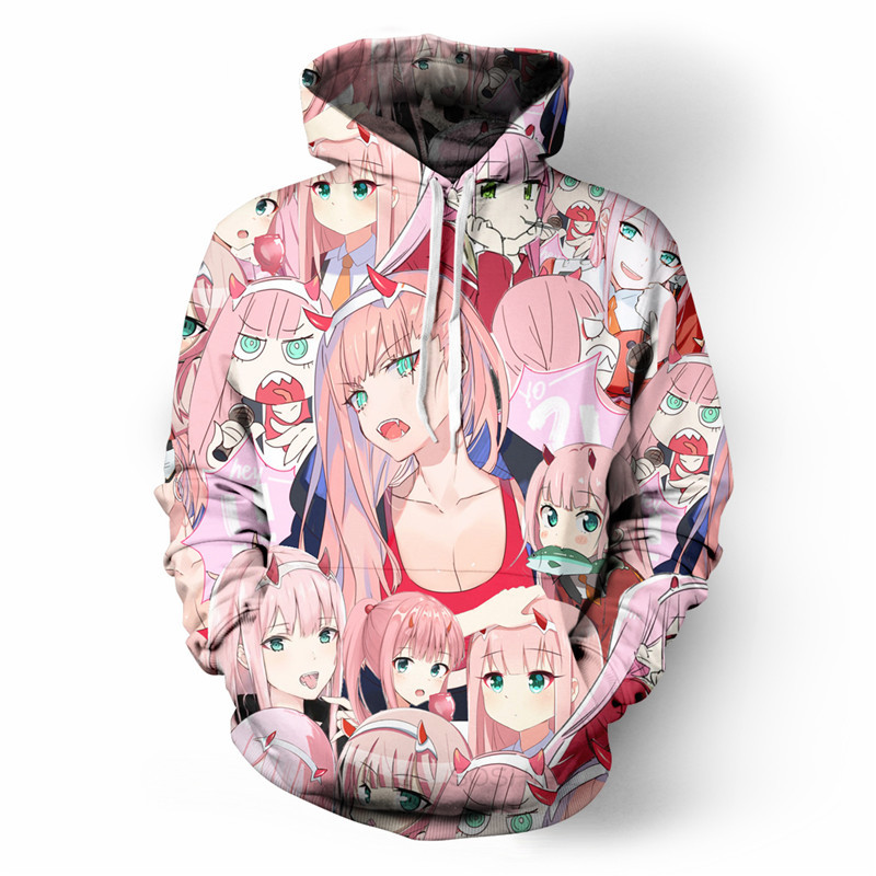 Unisex Anime Darling en Franxx Zero Dos sudaderas con capucha Sweatshirt Streetwear Tops