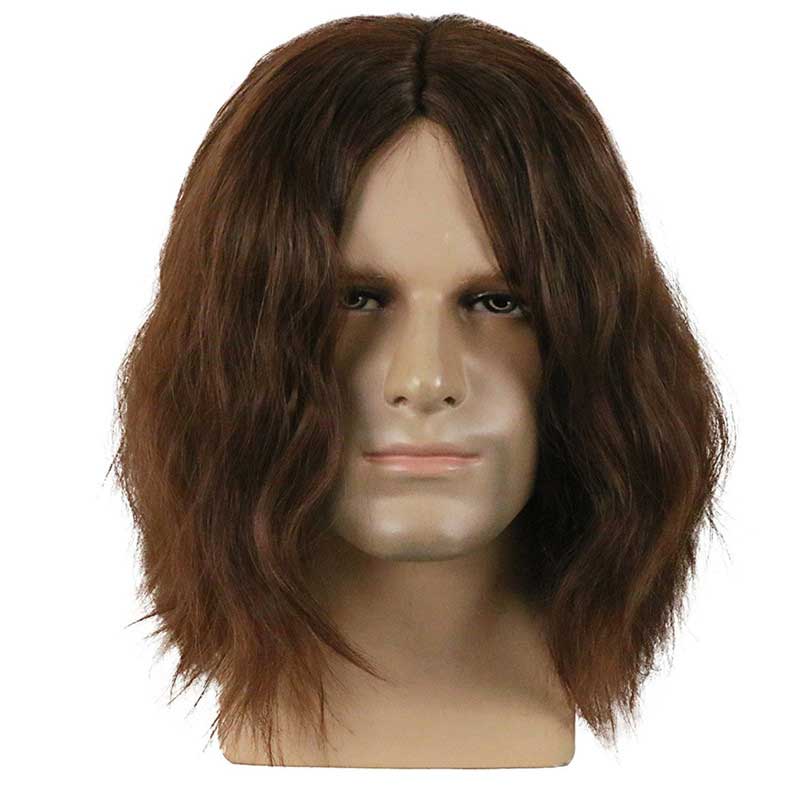 Cool Capitán América Guerra civil Soldado de invierno Bucky Barnes Cosplay Dark Brown Wigs Party Halloween Pelo Toupee con HairNet