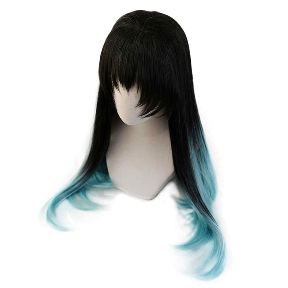 Demon Slayer Kimetsu No Yaiba Mist Hashira Muichiro TokitoBlack Blue Long Long Cosplay Wig Kizuki Synthetic Hair