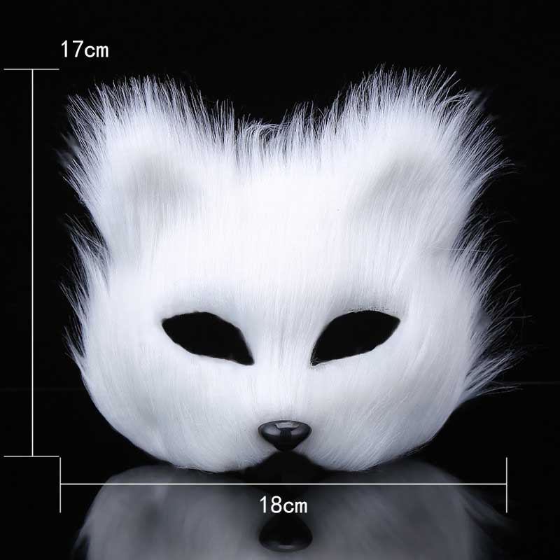 animal blanco Plastic Villus Fox Mask Cosplay Party Half Dasks Half Dasks Halloween Masquerade Props