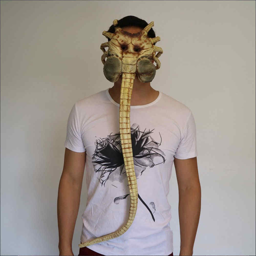 FaceHugger Máscara de látex cara disfraz de alieno de alieno Halloween Prop Saring garras insect