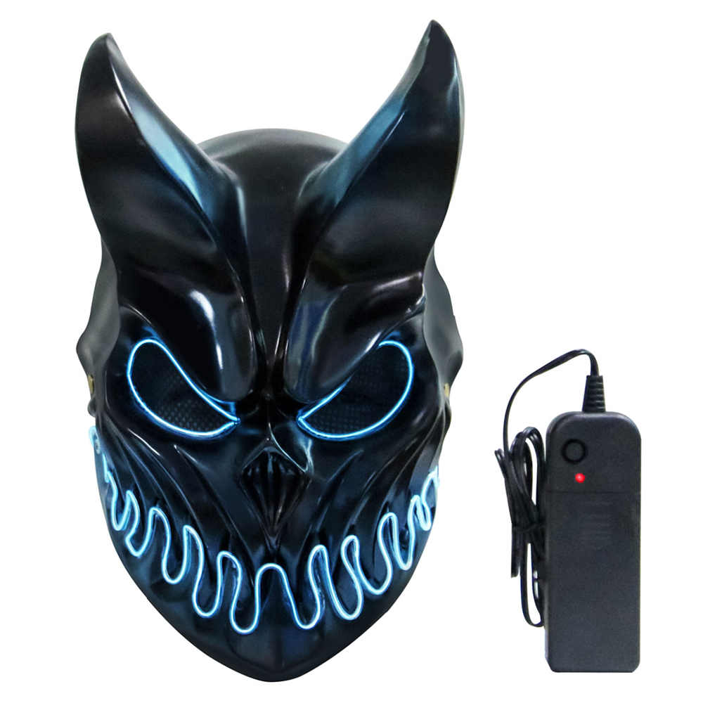 Mascarilla de demonio masa Para prevalecer máscara de la máscara de Darkness Demolisher Máscara LED encendida Halloween Scary Mask-T