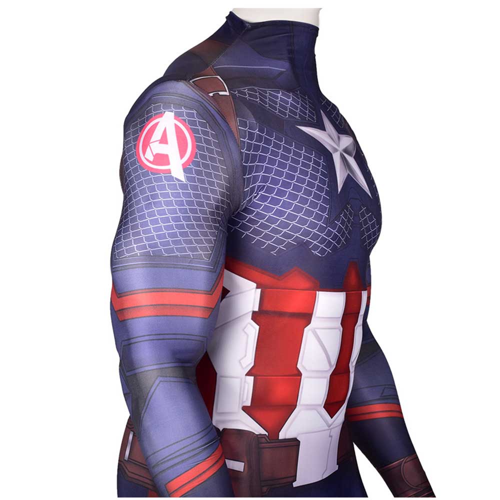 Marvel Avengers: EndGame Steven Rogers Captain America Cosplay Costume Zentai Suit