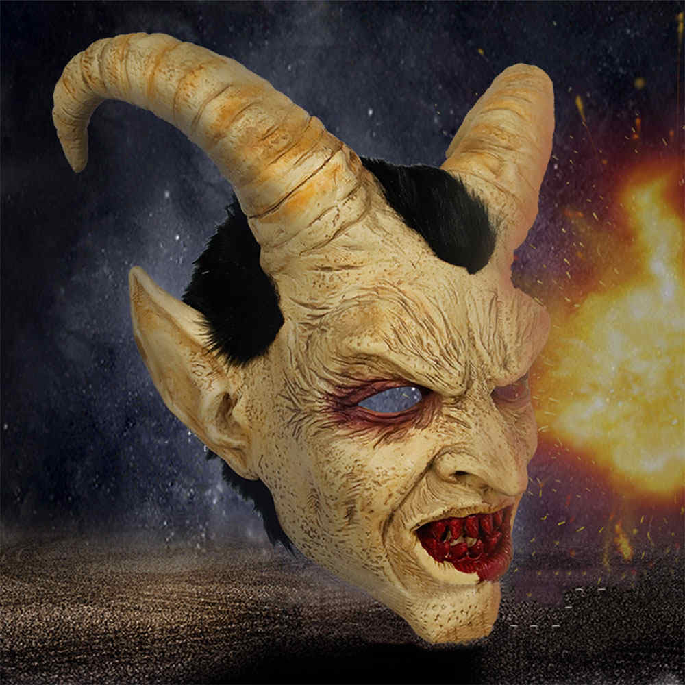 Lucifer Horn Maskx Máscaras de látex Halloween disfraz Demon Demon Spreads