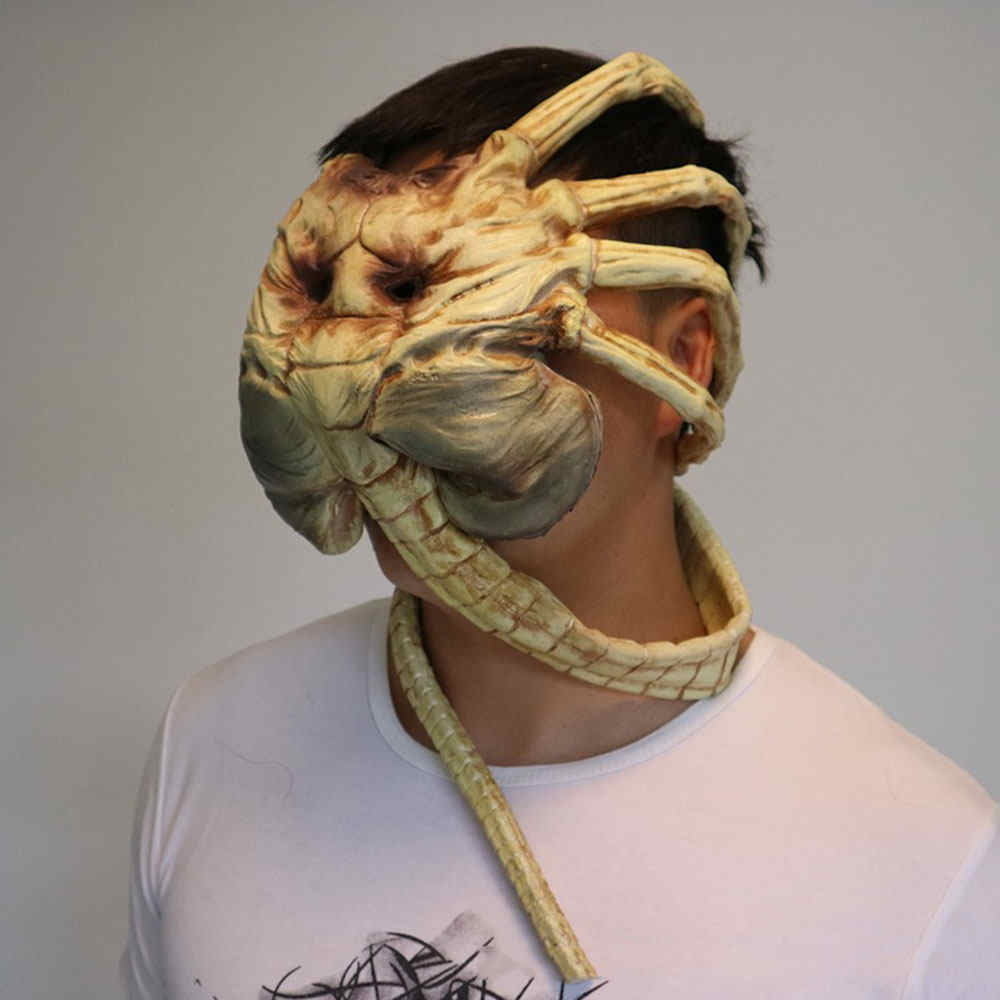 Facehugger látex Máscara Cara extranjera Pacto traje de Halloween Prop Scary Garras Insecto