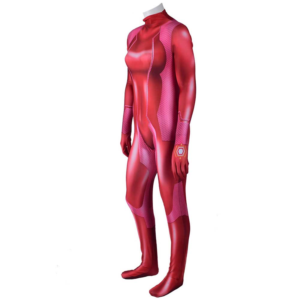 juego metroid cero traje samus cosplay traje rojo zentai