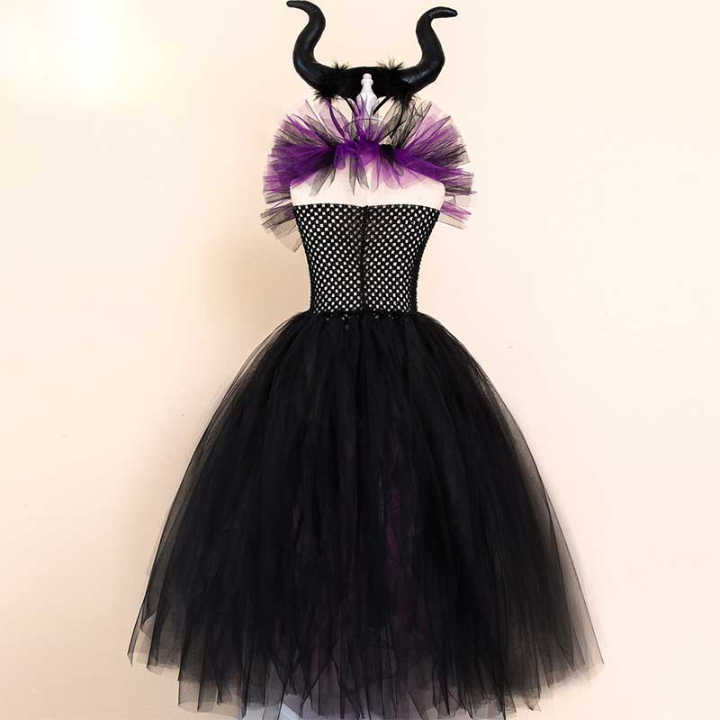 Maleficent Evil Queen Girls Halloween Fancy Tutu Dress